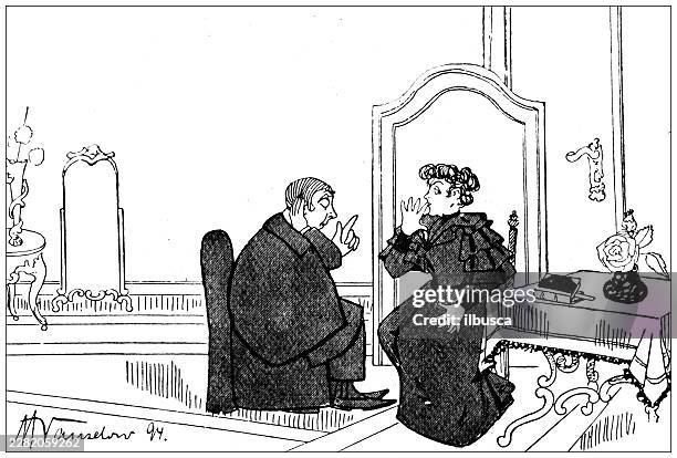 lovers affair caught comic cartoon - embarrassing husband stock illustrations
