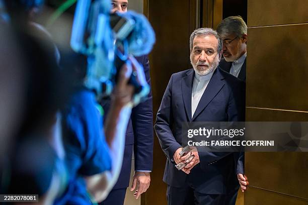 Iran's Foreign Minister Abbas Araghchi arrives for a bilateral meeting with Switzerland's counterpart at the Burgenstock luxury hotel complex...