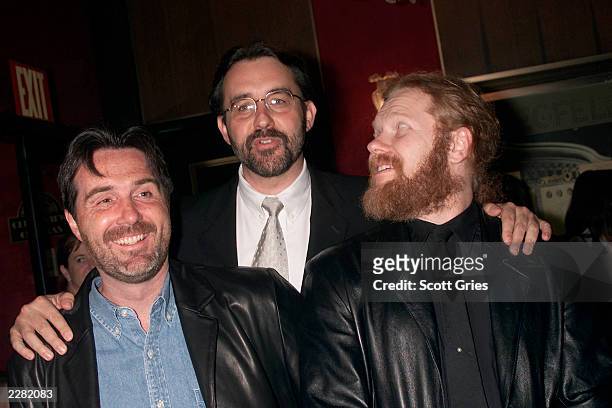 Director Kirk Wise, producer Don Hahn, and director Gary Trousdale arrive at the New York premiere of the new Disney film 'Atlantis: The Lost Empire'...