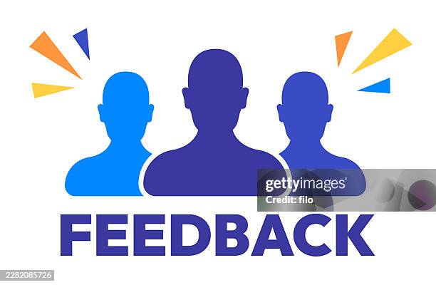 feedback people response group silhouette - technical issues stock illustrations