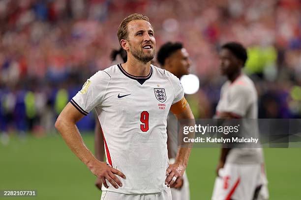 Harry Kane of England reacts after the 4-2 win during the FIFA World Cup 2026 Group L match between England and Croatia at Dallas Stadium on June 17,...