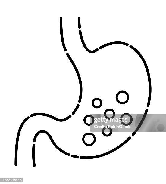 doodle stomach icon - bloating stock illustrations