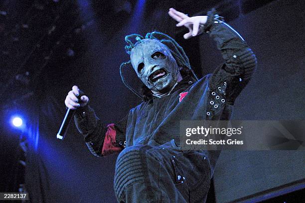 Slipknot performs during opening night of the Ozzfest 2001 North American tour at the Tweeter Center in Chicago, Ill.. 6/8/01 Photo by Scott...