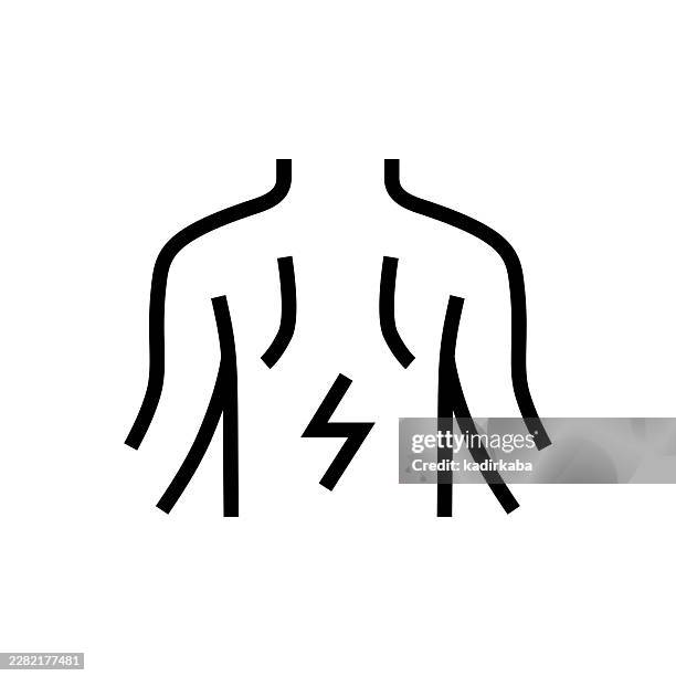backache line icon - back stretch stock illustrations