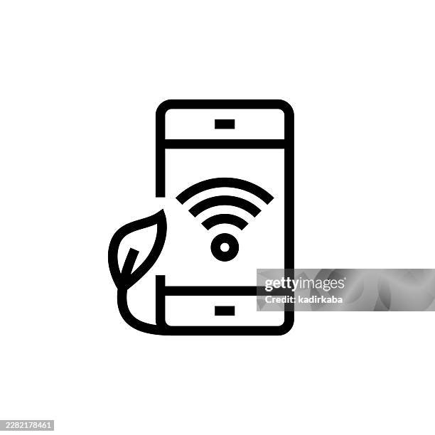 farming app and smart farming line icon - farmer tablet stock illustrations