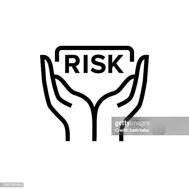 risk management line icon - security risk analysis stock illustrations