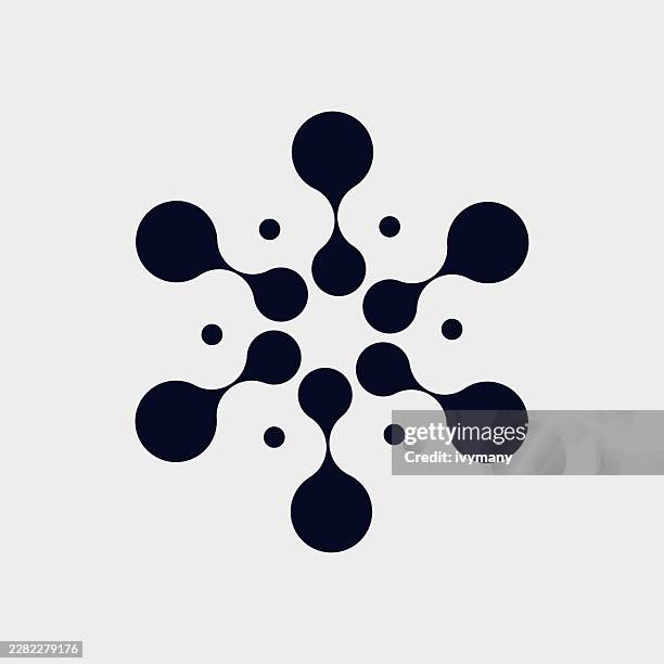 black and white turning drop dot technology sign,connection concept science pattern ,radial banner - connected logo stock illustrations