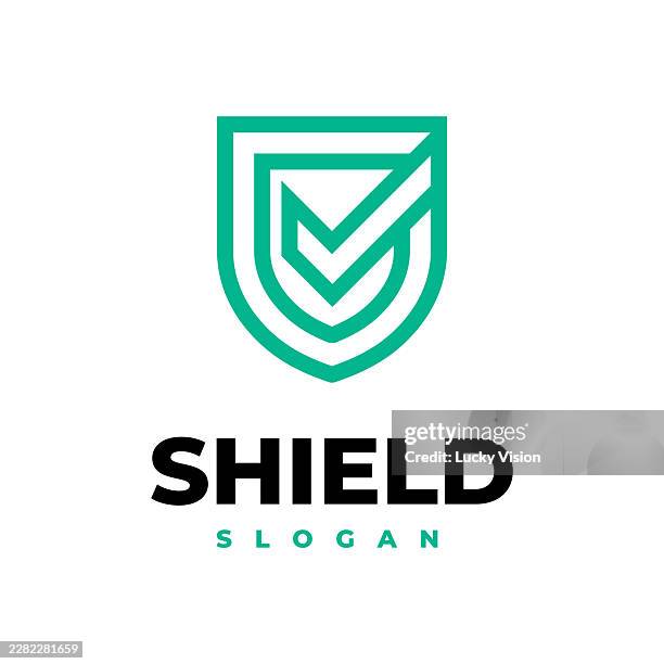 shield check logo designs concept, security technology logo symbol icon - security logo stock illustrations