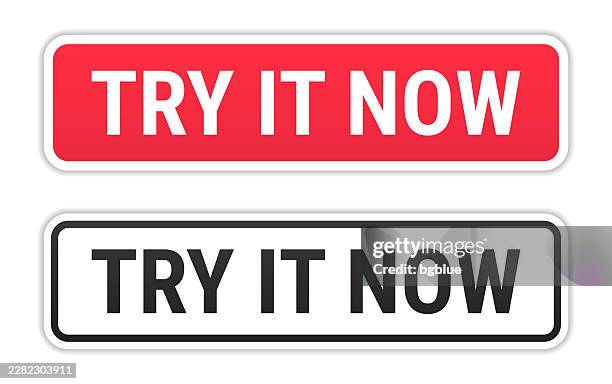 try it now - red and black labels on white background - try something stock illustrations