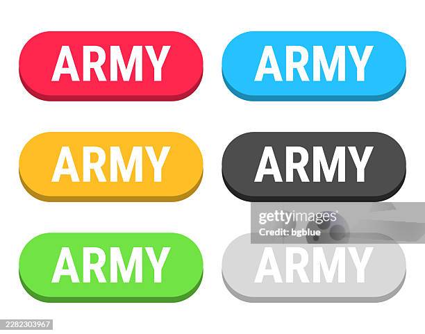 army - colorful 3d click web buttons on blank background - soldier computer stock illustrations