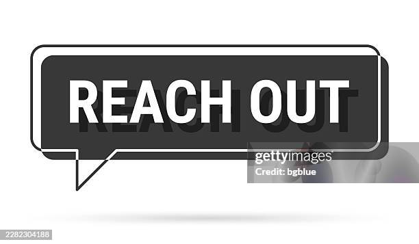 reach out - 3d black speech bubble on white background - checking phone outside stock illustrations