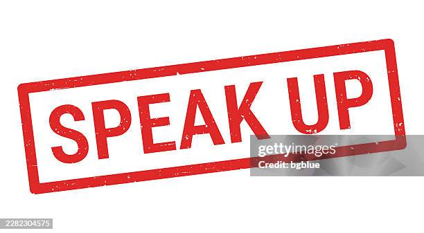 speak up - red rubber stamp on white background - speaker texture stock illustrations