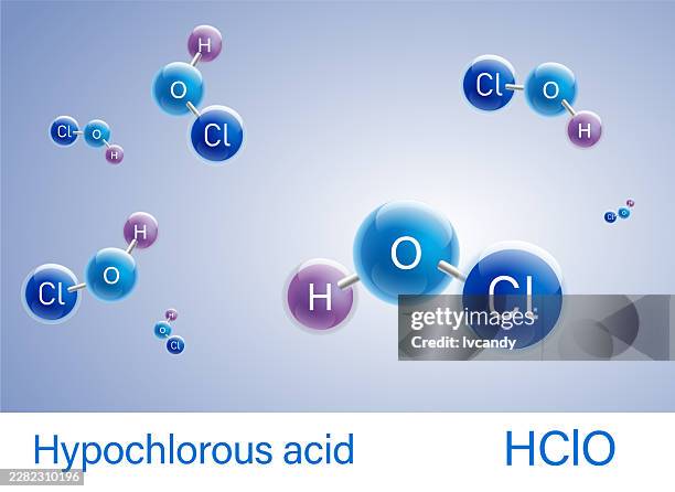 molecule-hypochlorous acid(hclo) - hydrogen molecule stock illustrations