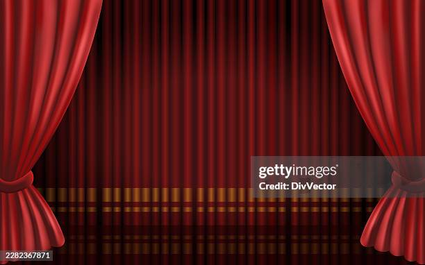 red stage curtain illustration - glitter curtain stock illustrations