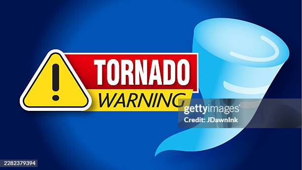 tornado warning news alert sign concept web banner template design with funnel cloud - tornado funnel cloud stock illustrations