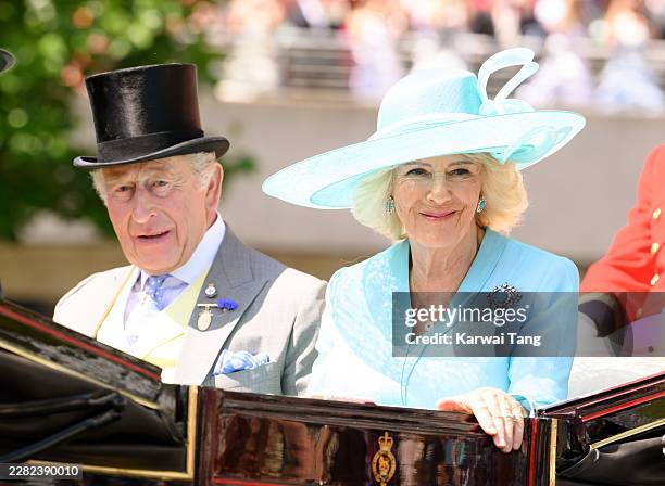 King Charles III and Queen Camilla attend day four of Royal Ascot 2026 at Ascot Racecourse on June 19, 2026 in Ascot, England.