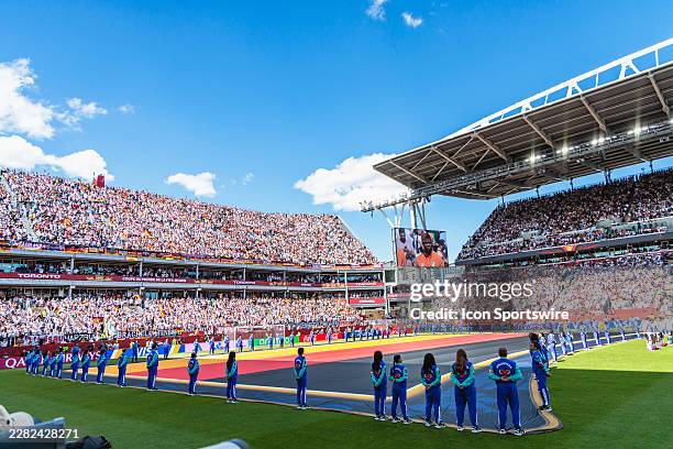General view of the stadium, including a giant Germany flag, is seen before the FIFA World Cup 2026 Group E match between Germany and Cote d'Ivoire...
