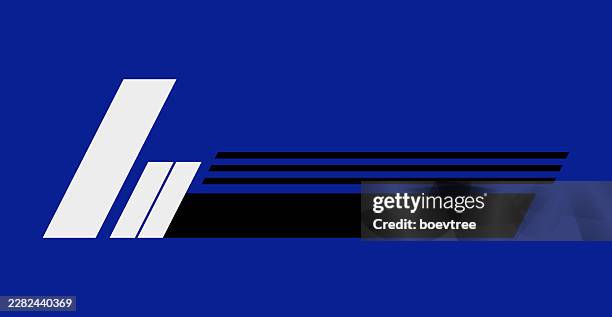 abstract minimal black white decal pattern in blue background,speed motion stripe label, sport banner - car perspective stock illustrations