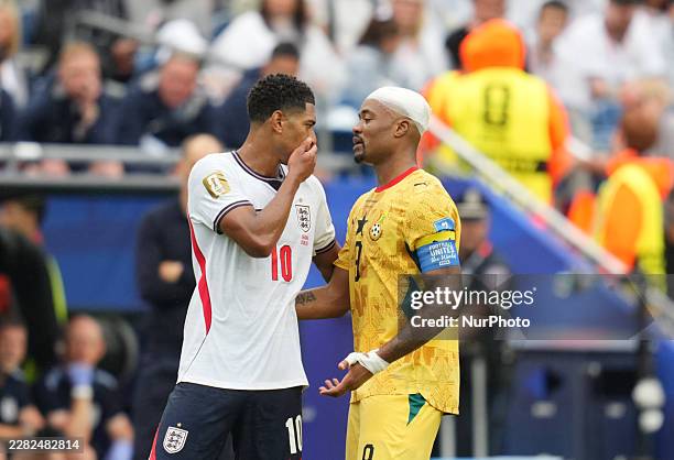 Jude Bellingham and Jordan Ayew gestures during Group L FIFA World Cup 2026, England and Ghana, Boston Stadium, Boston, USA on June 23 2026.