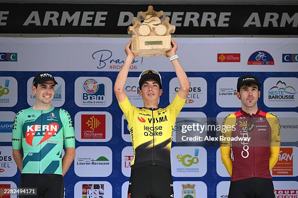 Ibon Ruiz of Spain and Team Equipo Kern Pharma on second place, race winner Davide Piganzoli of Italy and Team Visma | Lease a Bike and Ion Izagirre...