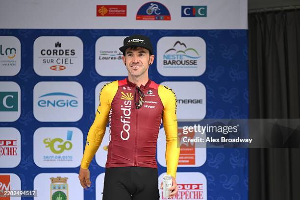 Ion Izagirre of Spain and Team Cofidis on third place poses on the podium ceremony after the 49th La Route d´Occitanie - CIC 2026, Stage 3 a 172km...