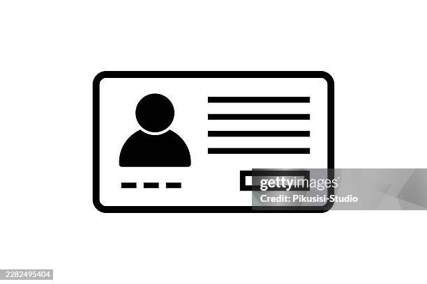 minimalist identity card outline icon with avatar profile - employee verification stock illustrations