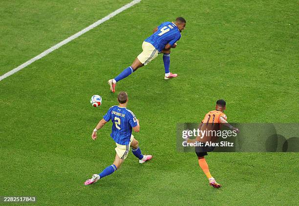 Cody Gakpo of the Netherlands scores his team's fourth goal during the FIFA World Cup 2026 Group F match between Netherlands and Sweden at Houston...