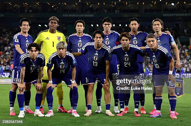 Japan players pose for a team photograph before the FIFA World Cup 2026 Group F match between Tunisia and Japan at Monterrey Stadium on June 20, 2026...