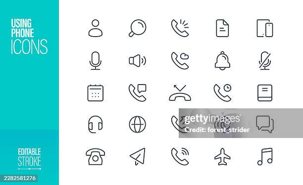 using phone line icon set editable stroke - get in touch stock illustrations
