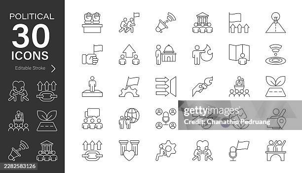 a political movement vector icon set. pixel perfect. editable stroke. stock illustration. icon symbol, people, government, challenge, social - advocacy stock illustrations