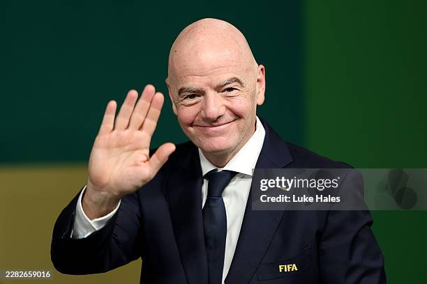 President Gianni Infantino arrives before the FIFA World Cup 2026 Group F match between Tunisia and Japan at Monterrey Stadium on June 20, 2026 in...