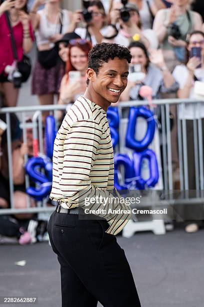 Jaafar Jackson arrives at Prada dinner during the Milan Fashion Week - Menswear Spring/Summer 2027 on June 21, 2026 in Milan, Italy.