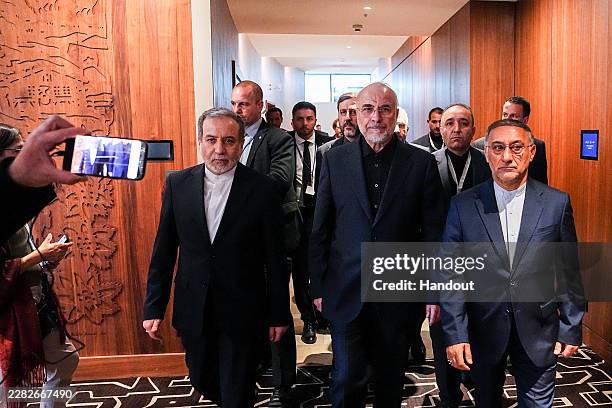 The Iranian delegation led by Mohammad Baqer Qalibaf, Speaker of the Parliament of Iran arrives to meet with the Pakistani delegation led by Prime...