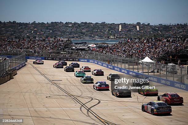 General view of the start of the NASCAR Cup Series Anduril 250 at Naval Base Coronado on June 21, 2026 in San Diego, California.