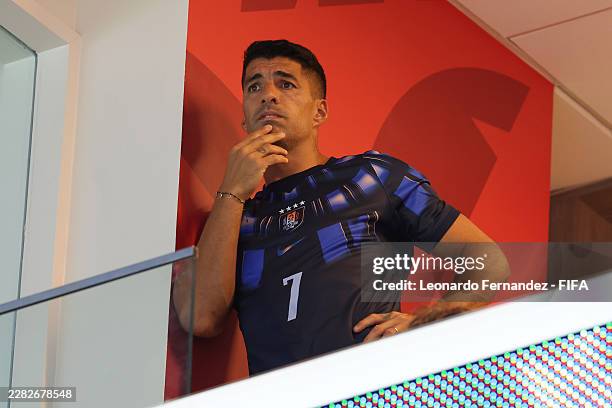 Luis Suarez attends the FIFA World Cup 2026 Group H match between Uruguay and Cabo Verde at Miami Stadium on June 21, 2026 in Miami Gardens, Florida.