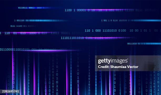 futuristic ai and cybersecurity technology background with glowing binary code, blockchain network, big data analytics, quantum computing, cloud infrastructure, machine learning and neon digital communication concept - data centre abstract stock illustrations