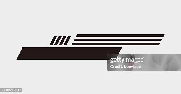 abstract black and white car decal sign, speed motion slanted stripe label, sport banner - car perspective stock illustrations