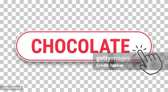 Chocolate - 3D click web button with hand cursor on blank background Chocolate - 3D click web button with hand cursor on blank background