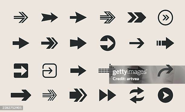 set vector illustration arrows. arrows icon set - chevron background stock illustrations