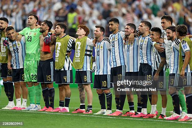 Lionel Messi and players of Argentina applaud fans after the team's 2-0 victory in the FIFA World Cup 2026 Group J match between Argentina and...