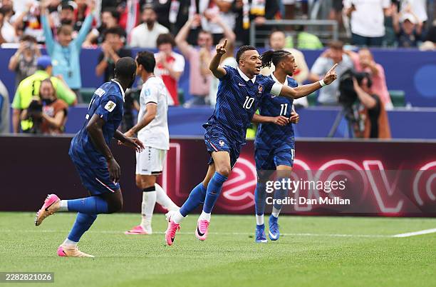 Kylian Mbappe of France celebrates scoring his team's first goal during the FIFA World Cup 2026 Group I match between France and Iraq at Philadelphia...