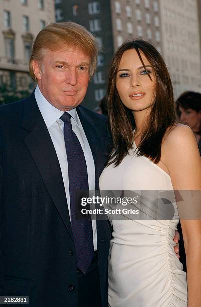 Donald Trump and Melania Knauss arrive at a birthday gala for Tony Bennett, who turns 75 on August 3rd, at the Metropolitan Museum of Art in New York...