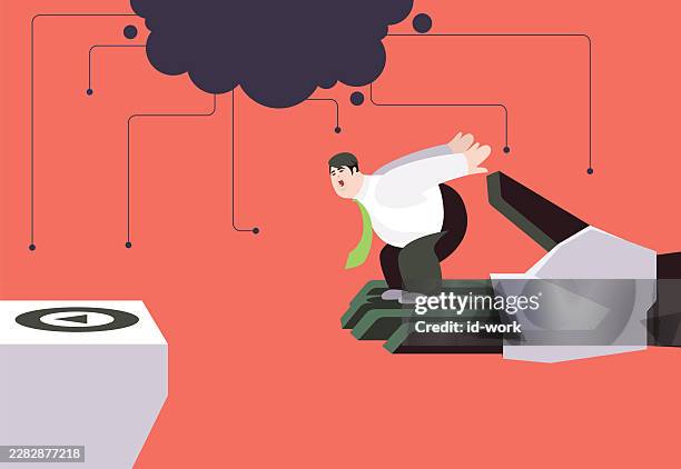 robot hand carrying businessman who going to jump on cliff - delivery robots stock illustrations