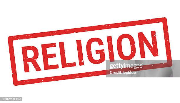 religion - red rubber stamp on white background - cult stock illustrations
