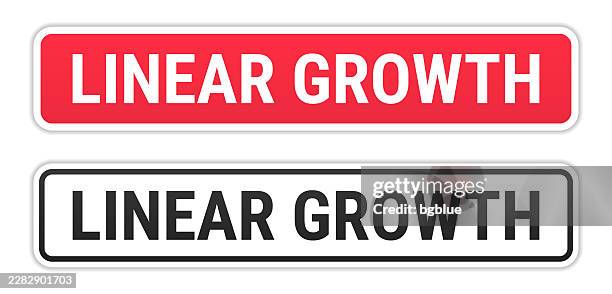 linear growth - red and black labels on white background - straight road perspective stock illustrations