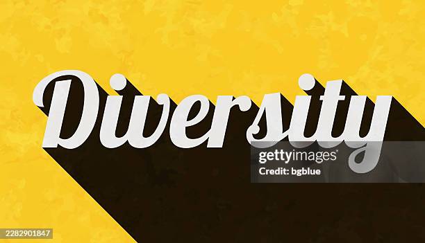 diversity - text with long shadow on textured yellow background - age difference stock illustrations