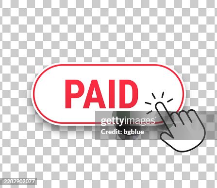 Paid - 3D click web button with hand cursor on blank background Paid - 3D click web button with hand cursor on blank background