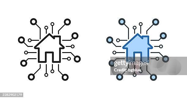 smart home. icons for design - editable stroke icon - computer system components stock illustrations