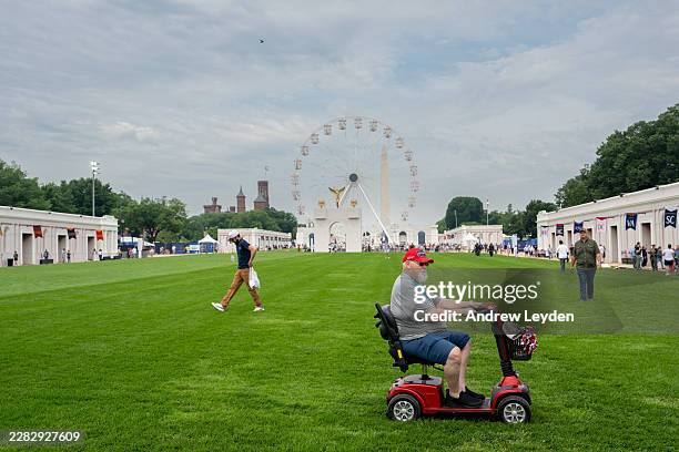 Visitors inspect the exhibitions at the Great American State Fair on June 26, 2026 in Washington, DC. The Freedom 250-backed Great American State...