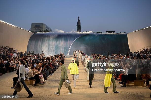 Models walk the runway during the Louis Vuitton Menswear Spring/Summer 2027 show as part of Paris Fashion Week on June 23, 2026 in Paris, France.